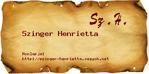 Szinger Henrietta névjegykártya