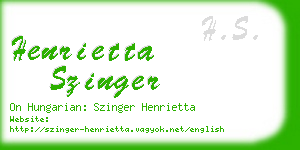 henrietta szinger business card